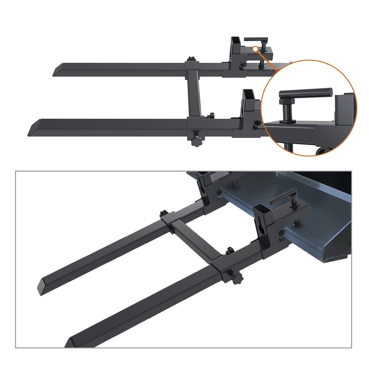  60" Pallet Forks 4000 LBS Capacity Attachment